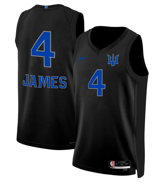 James #4 Basketball Black Jersey All Stitched
