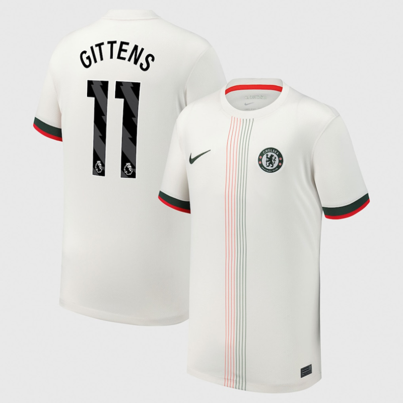 Jamie Gittens #11 Chelsea 2025-26 Away Match Jersey – White