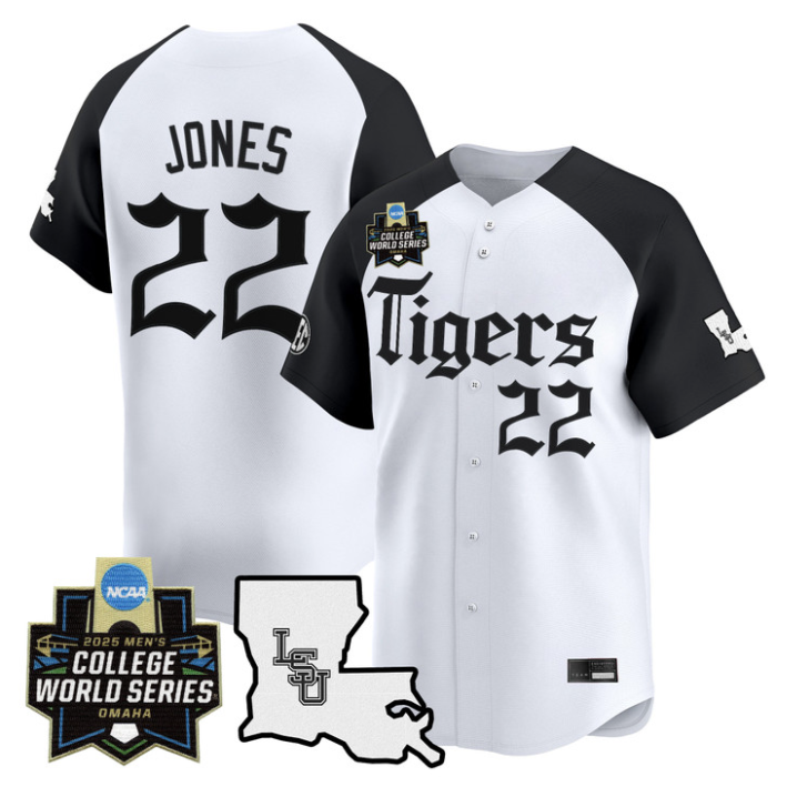Jared Jones Jersey #22 LSU Tigers 2025 World Series Gothic Geaux Edition