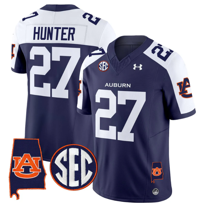 Jarquez Hunter Jersey #27 Auburn Tigers 2025 Alabama Patch Stitched Navy Alter