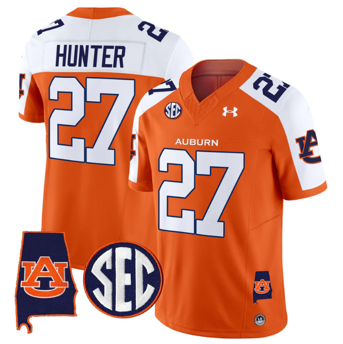 Jarquez Hunter Jersey #27 Auburn Tigers 2025 Alabama Patch Stitched Orange Alter