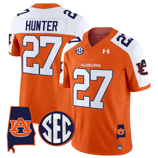 Jarquez Hunter Jersey #27 Auburn Tigers 2025 Alabama Patch Stitched Orange Alter