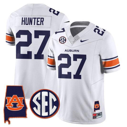 Jarquez Hunter Jersey #27 Auburn Tigers Alabama Patch Vapor Stitched White