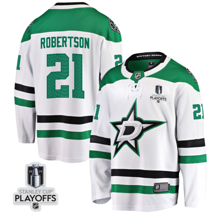 Jason Robertson 21 Dallas Stars 2024 NHL Playoffs Patch Away Breakaway Jersey - Men