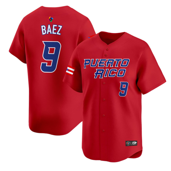 Javier Baez Jersey #9 Puerto Rico Baseball Classic 2026 Roster Stitched