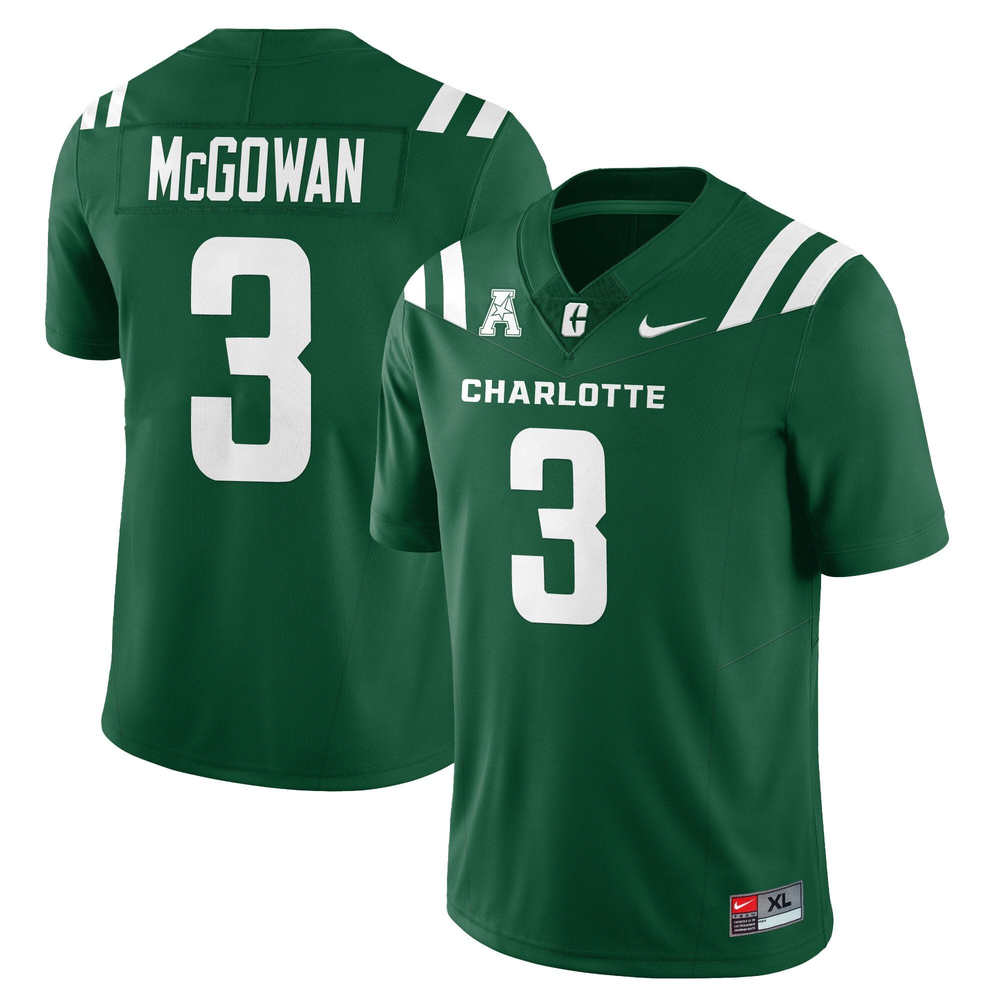 Jayden McGowan Jersey #3 Charlotte 49ers Football 2025 Limited Stitched Green