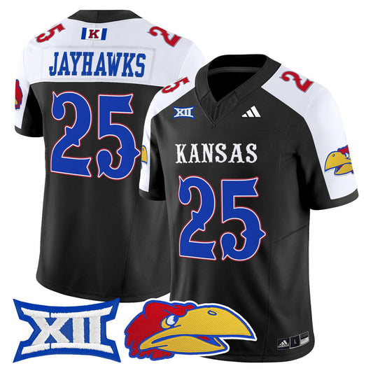 Jayhawks Jersey #25 Kansas Jayhawks 2025 Vapor Limited Stitched Black Alternate