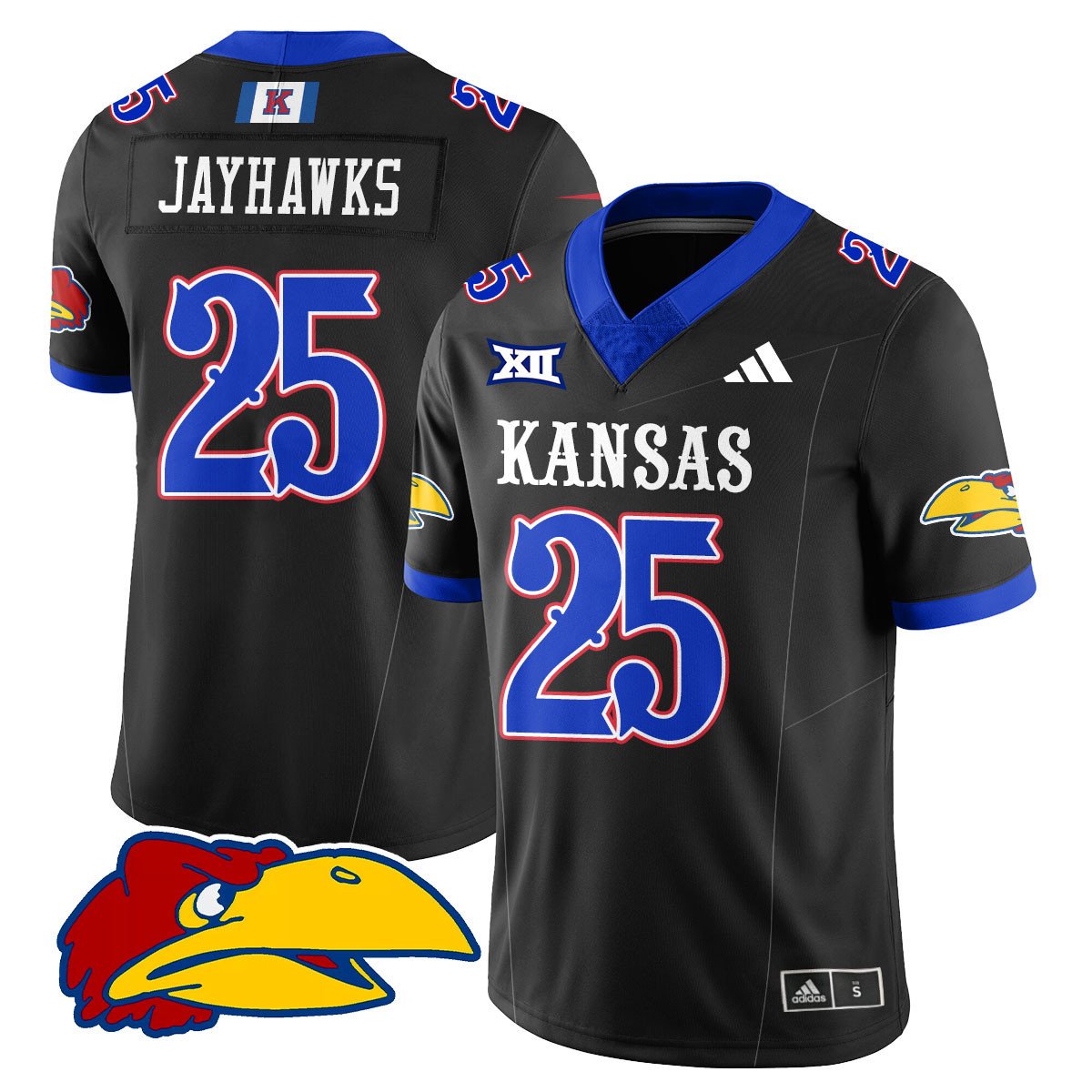 Jayhawks Jersey #25 Kansas Jayhawks Football 2025 Limited Stitched Black
