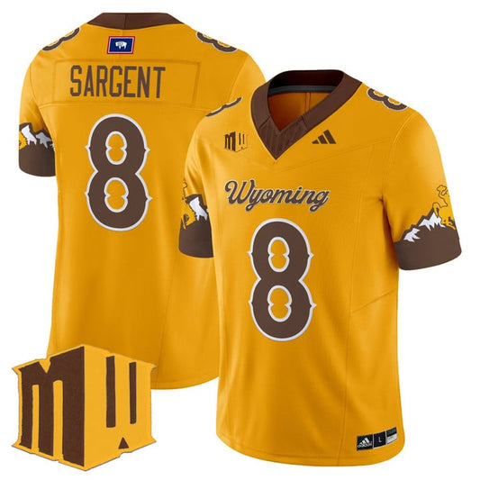 Jaylen Sargent Jersey #8 Wyoming Cowboys 2025 Vapor Limited Stitched Gold