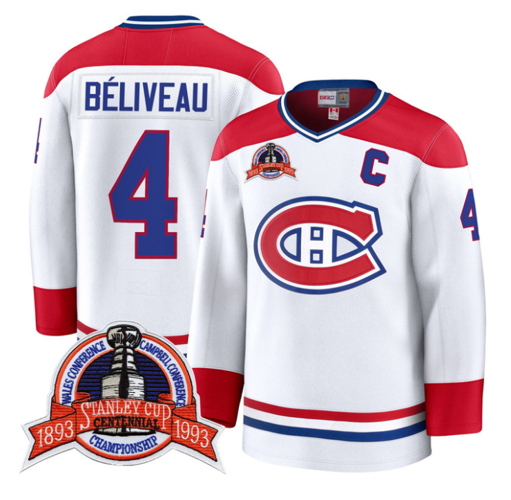 Jean Béliveau Jersey #4 Montreal Canadiens Timeless Premium Stitched 1993 Final