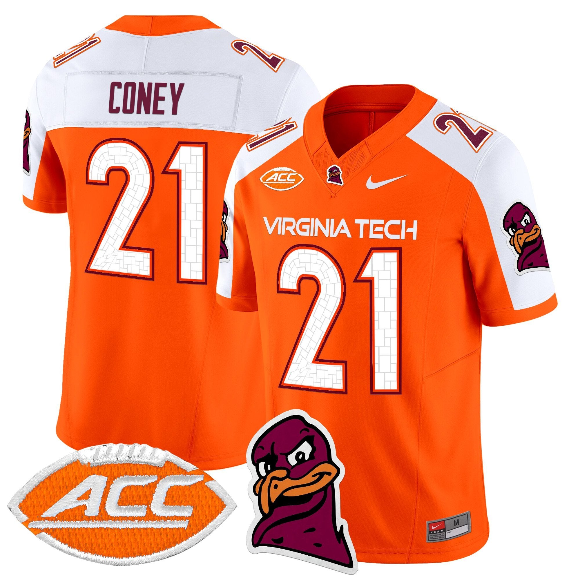 Jeremiah Coney Jersey #21 Virginia Tech Hokies 2025 Stitched Orange Alternate
