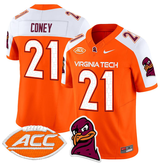 Jeremiah Coney Jersey #21 Virginia Tech Hokies 2025 Stitched Orange Alternate