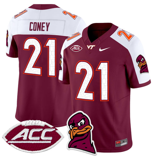 Jeremiah Coney Jersey #21 Virginia Tech Hokies 2025 Stitched Maroon Alternate