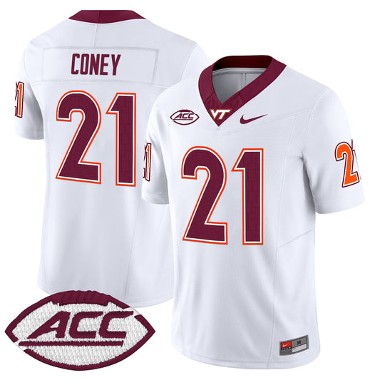 Jeremiah Coney Jersey #21 Virginia Tech Hokies 2025 Stitched White