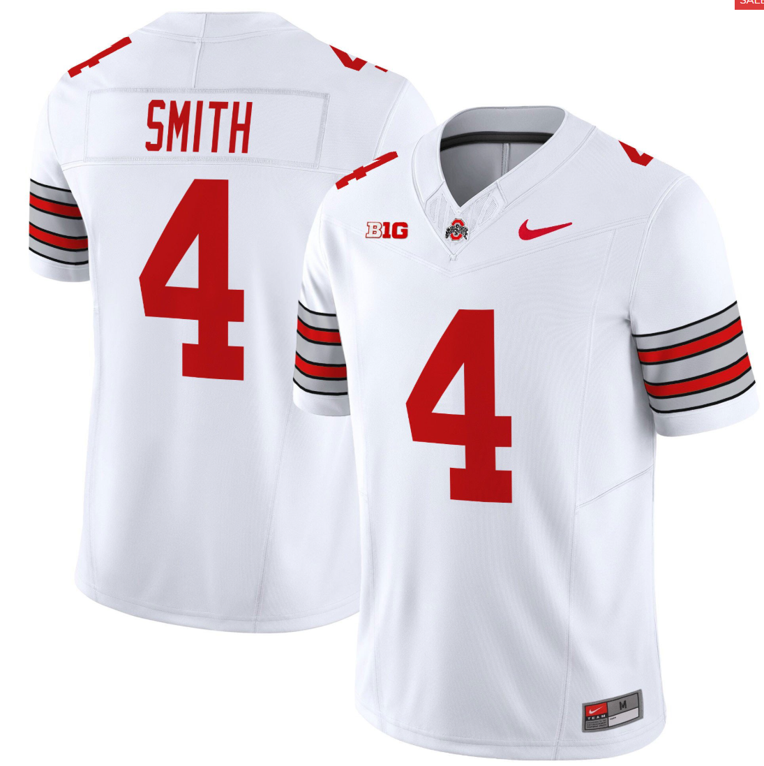 Jeremiah Smith Jersey #4 Ohio State Heritage Stripe 2025-26 Stitched White