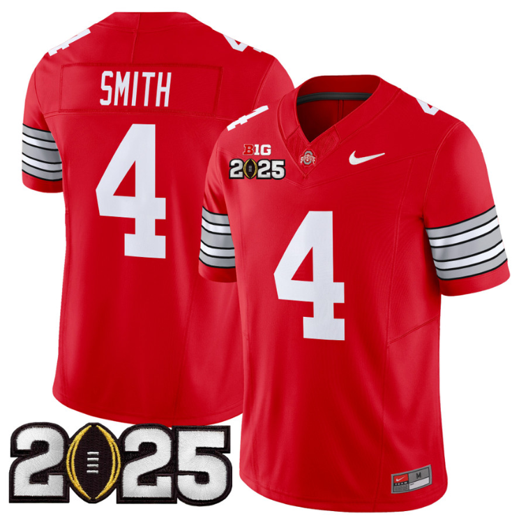 Jeremiah Smith Jersey #4 Ohio State 'Heritage Stripe' 2025 CFP Final Red