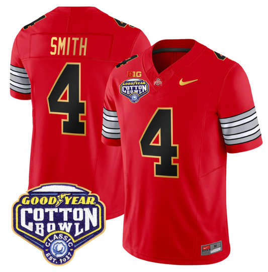 Jeremiah Smith Jersey #4 Ohio State 'Heritage Stripe' Cotton Bowl Red