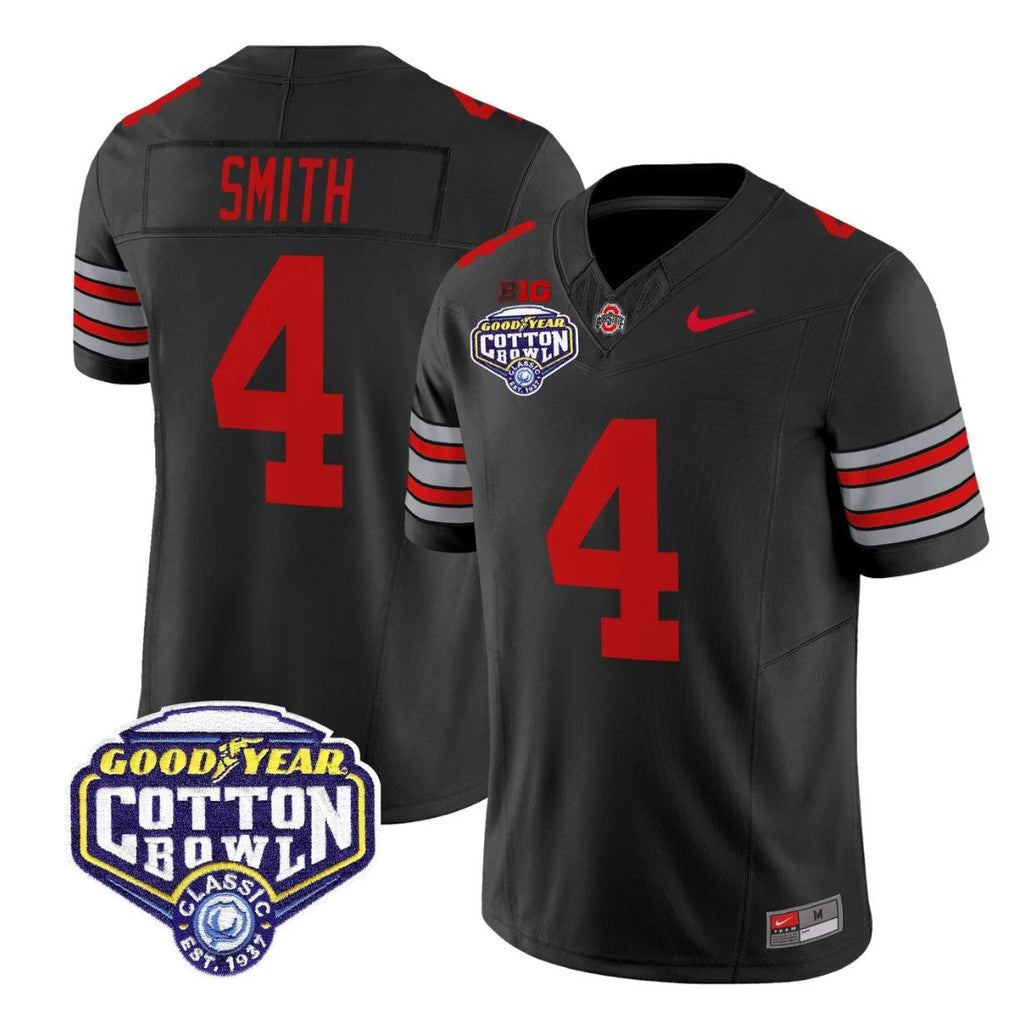 Jeremiah Smith Jersey #4 Ohio State Heritage Stripe 2025 Cotton Bowl Stitched