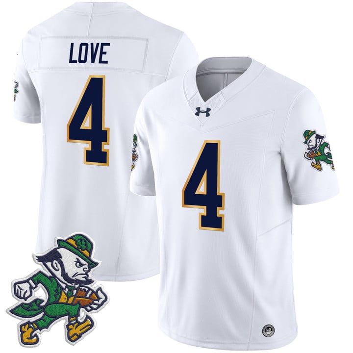Jeremiyah Love Jersey #4 Notre Dame 2025 Gridiron Leprechaun Edition White