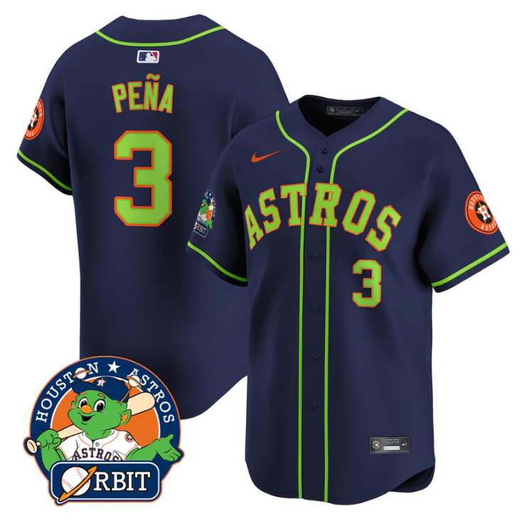 Jeremy Pena Jersey #3 Astros Orbit Patch Vapor Premier Limited V2 Stitched Navy