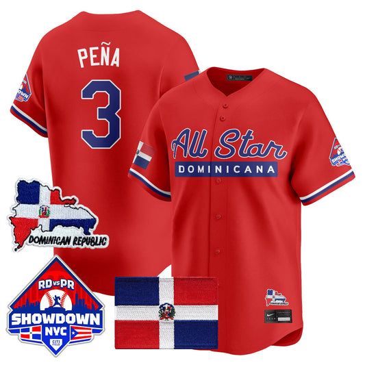 Jeremy Peña Jersey #3 Dominican Republic Baseball All-Star 2025 Red