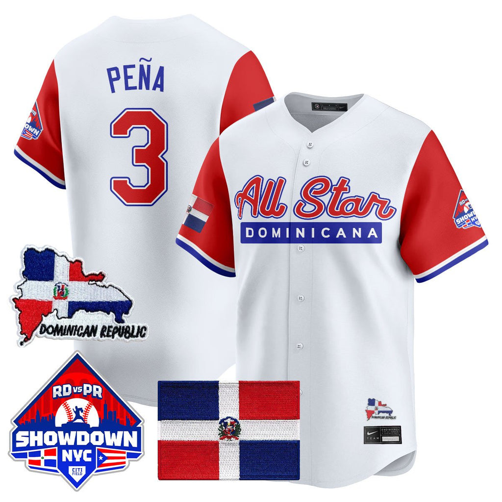 Jeremy Peña Jersey #3 Dominican Republic Baseball All-Star 2025 Red Sleeves