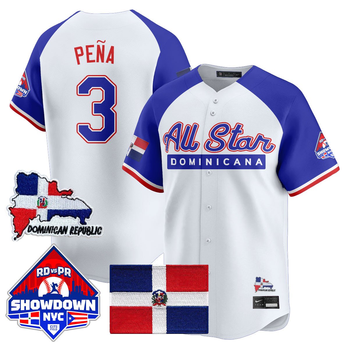 Jeremy Peña Jersey #3 Dominican Republic Baseball All-Star 2025 White Alter