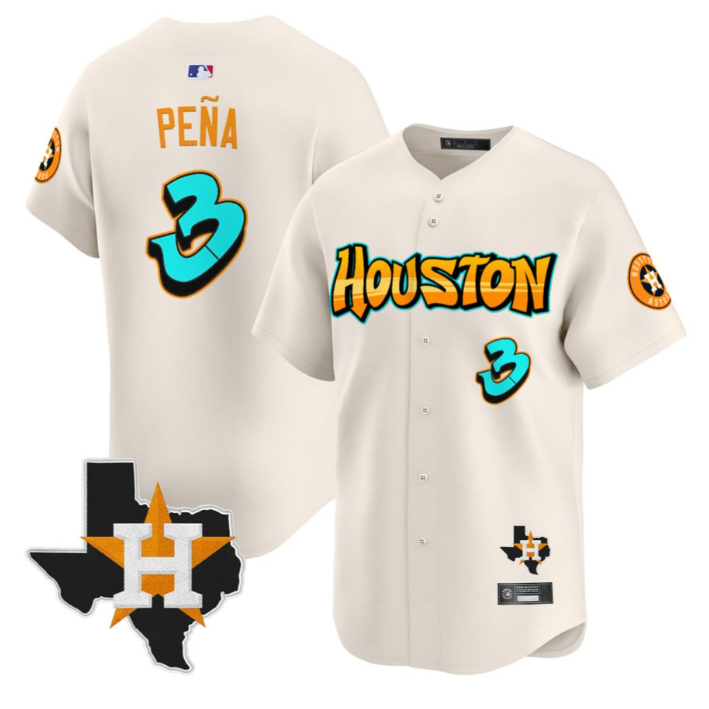 Jeremy Pena Jersey #3 Houston Astros Graffiti H-Town Edition Stitched Cream