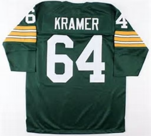 Jerry Kramer Jersey Green Bay Packers Long Sleeve Vintage Style Custom Throwback Football