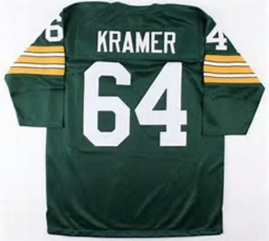 Jerry Kramer Jersey Green Bay Packers Long Sleeve Vintage Style Custom Throwback Football