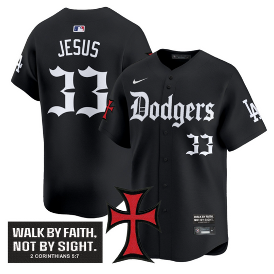 Jesus Jersey #33 Dodgers Faith Glory Edition Vapor Premier Limited Stitched Black