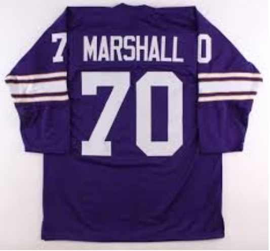 Jim Marshall Jersey Minnesota Vikings Long Sleeve Vintage Style Custom Throwback Football Purple