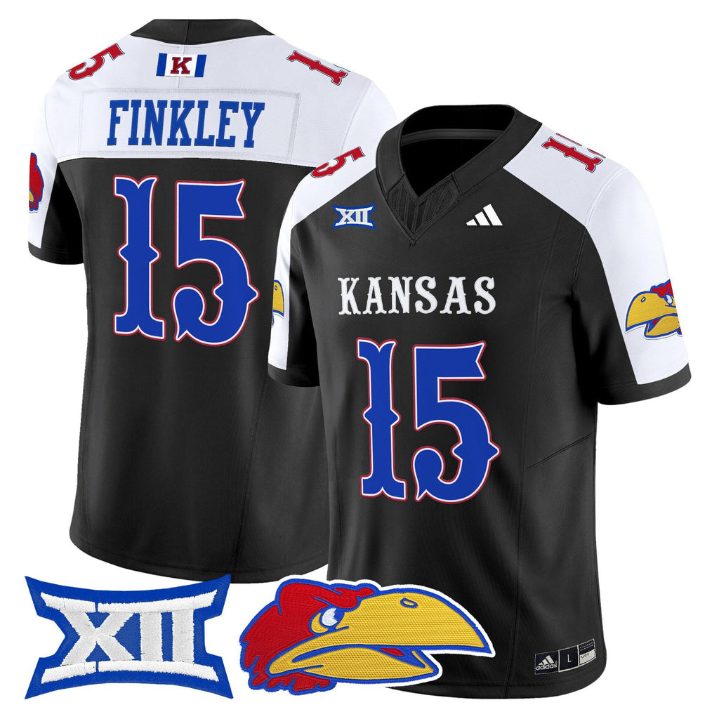 Justice Finkley Jersey #15 Kansas Jayhawks 2025 Vapor Limited Stitched Black