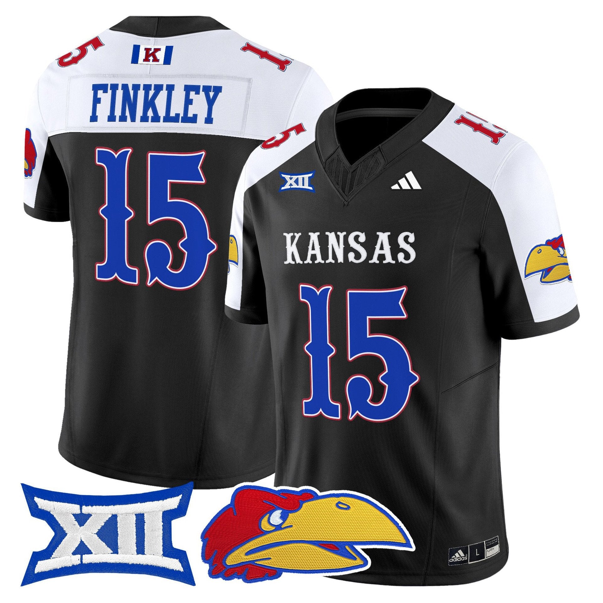 Justice Finkley Jersey #15 Kansas Jayhawks 2025 Vapor Limited Stitched Black