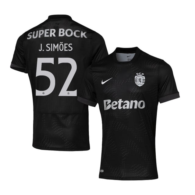 João Simões 52 Sporting CP 2025-26 Away Match Jersey – Black