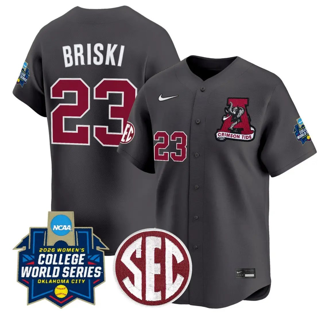 Jocelyn Briski Jersey #23 Alabama Softball 2026 World Series Stitched