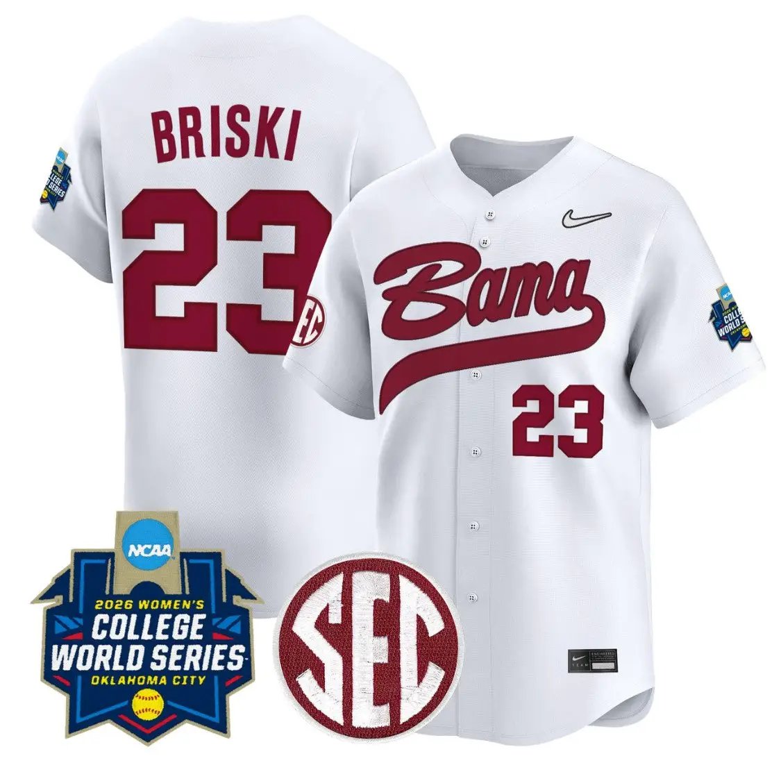 Jocelyn Briski Jersey #23 Alabama Softball 2026 World Series Stitched