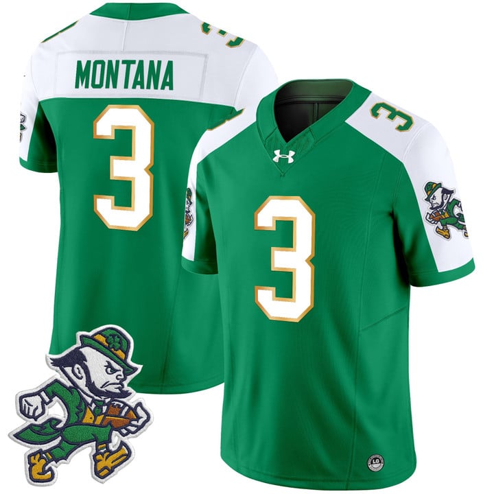 Joe Montana Jersey #3 Notre Dame 2025 Gridiron Leprechaun Edition Green Alter