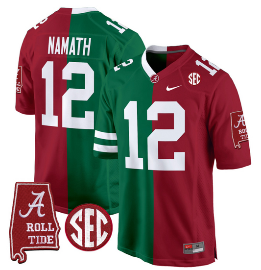 Joe Namath Jersey #12 Alabama Crimson Tide Split Football Game Stitched