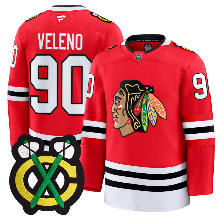 Joe Veleno Jersey #90 Chicago Blackhawks Premium All Stitched Red
