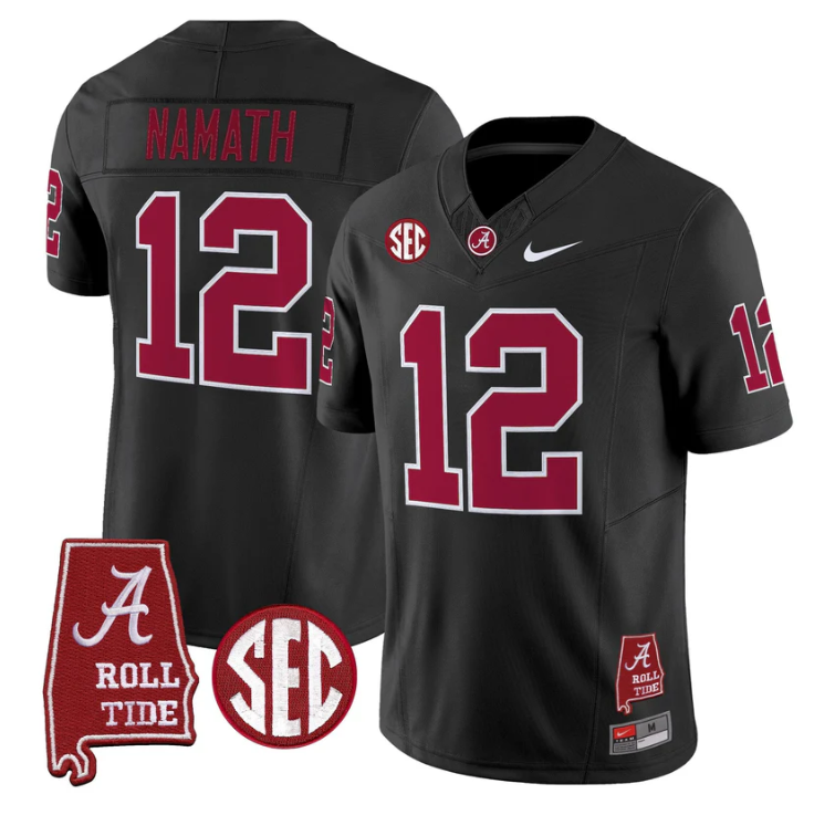 Joe Namath Jersey #12 Alabama Crimson Tide Throwback Map Stitched