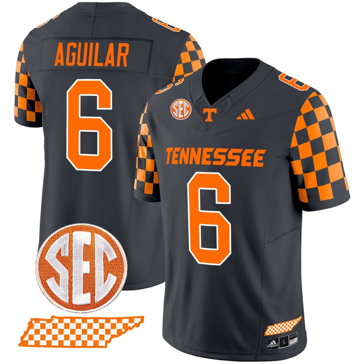 Joey Aguilar Jersey #6 Tennessee Vols Rebrand 2026 Checkerboard Smokey Grey