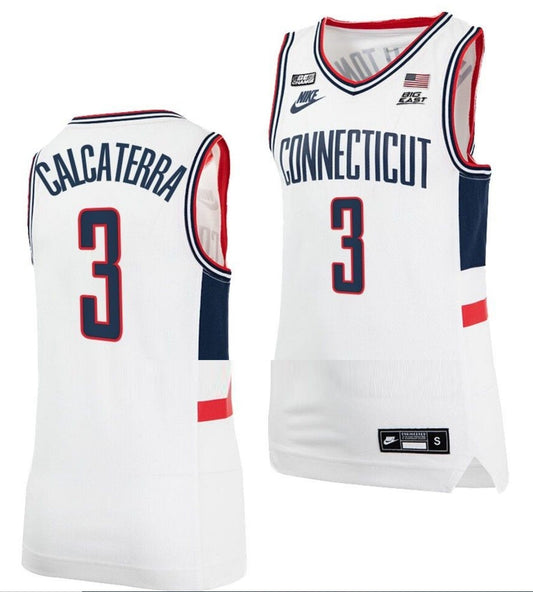 Joey Calcaterra Jersey UConn Huskies College Basketball Alumni White #3