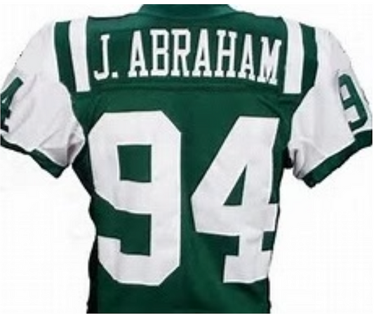 John Abraham Jersey New York Jets Custom Throwback Football White Green
