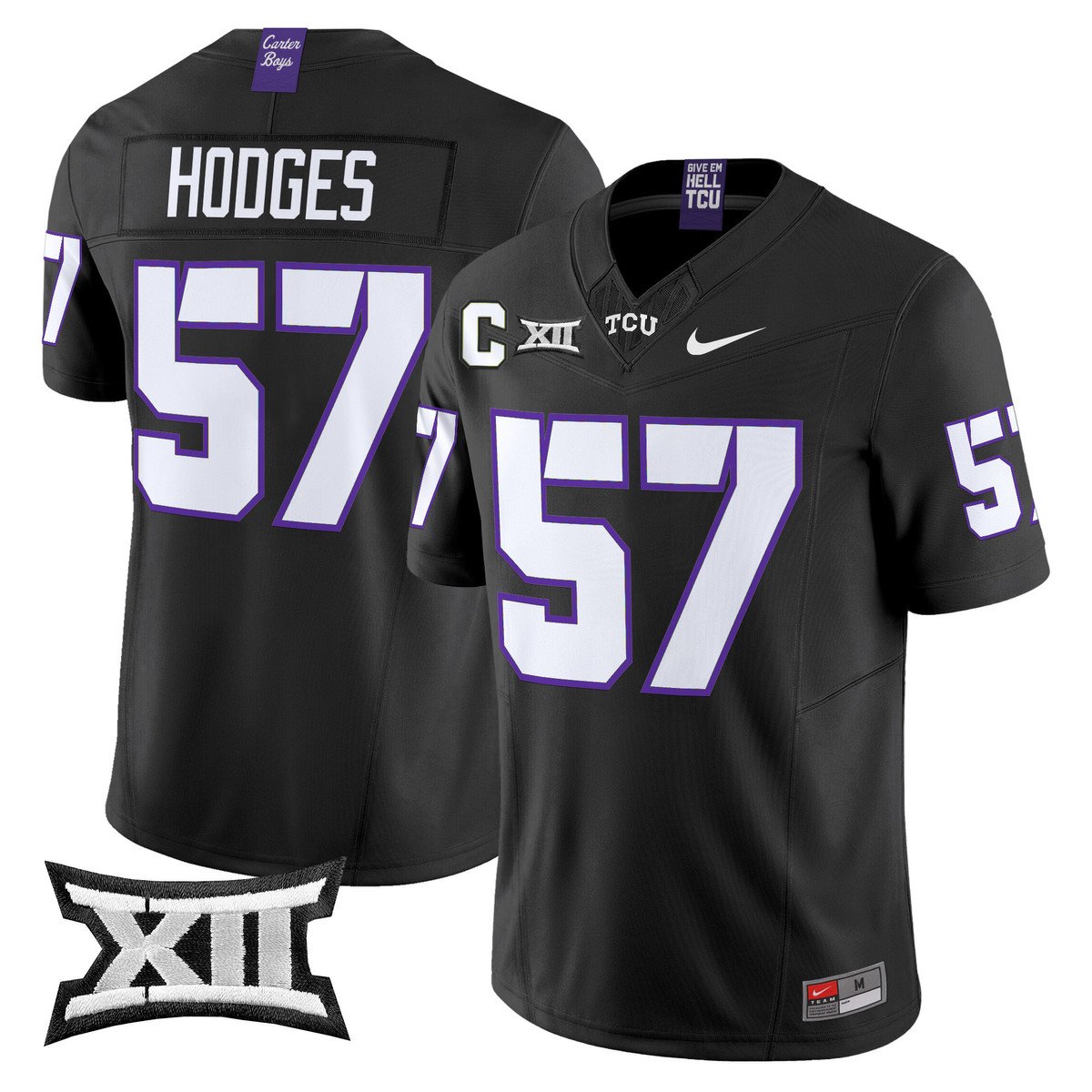 Johnny Hodges Jersey #57 TCU Horned Frogs 2025 Vapor Limited Stitched Black