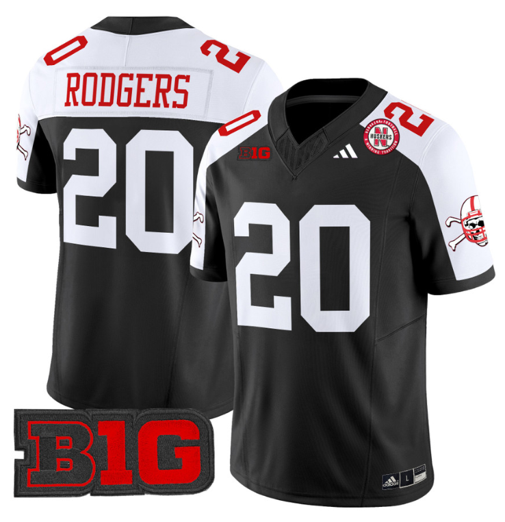 Johnny Rodgers Jersey #20 Nebraska Cornhuskers 2024 Vapor V2 Football Black Alternate