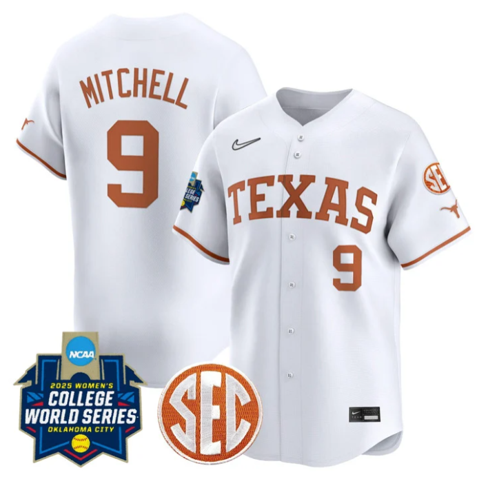 Joley Mitchell Jersey #9 Texas Longhorns 2025 World Series Stitched White
