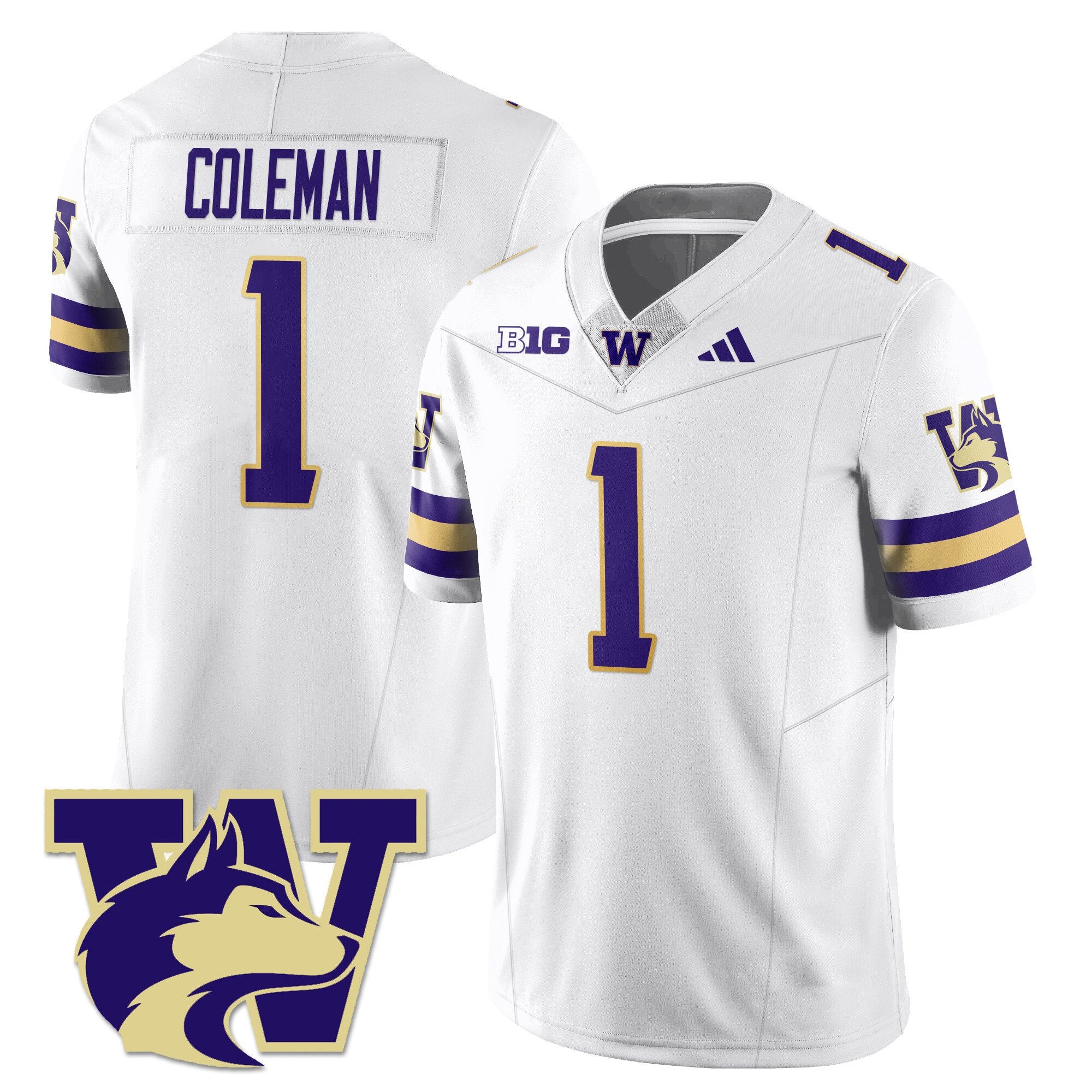 Jonah Coleman Jersey #1 Washington Husky Football 2025 Stitched White