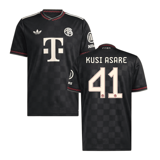Jonah Kusi-Asare #41 Bayern Munich 2025-26 Third Men Jersey – Black