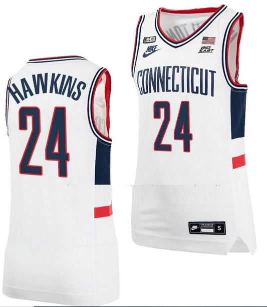 Jordan Hawkins Jersey UConn Huskies College Basketball Alumni White #24